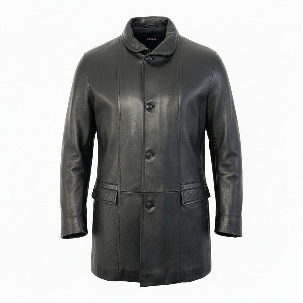 9a27 HUGO BOSS ヒューゴボス ラムレザーコート サイズL相当 ブラック シープスキン 羊革 Sheep Leather Coatt18r