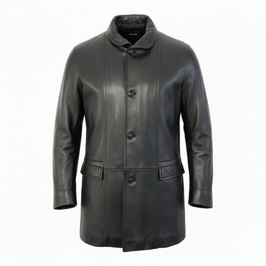 9a27 HUGO BOSS ヒューゴボス ラムレザーコート サイズL相当 ブラック シープスキン 羊革 Sheep Leather Coatt18r