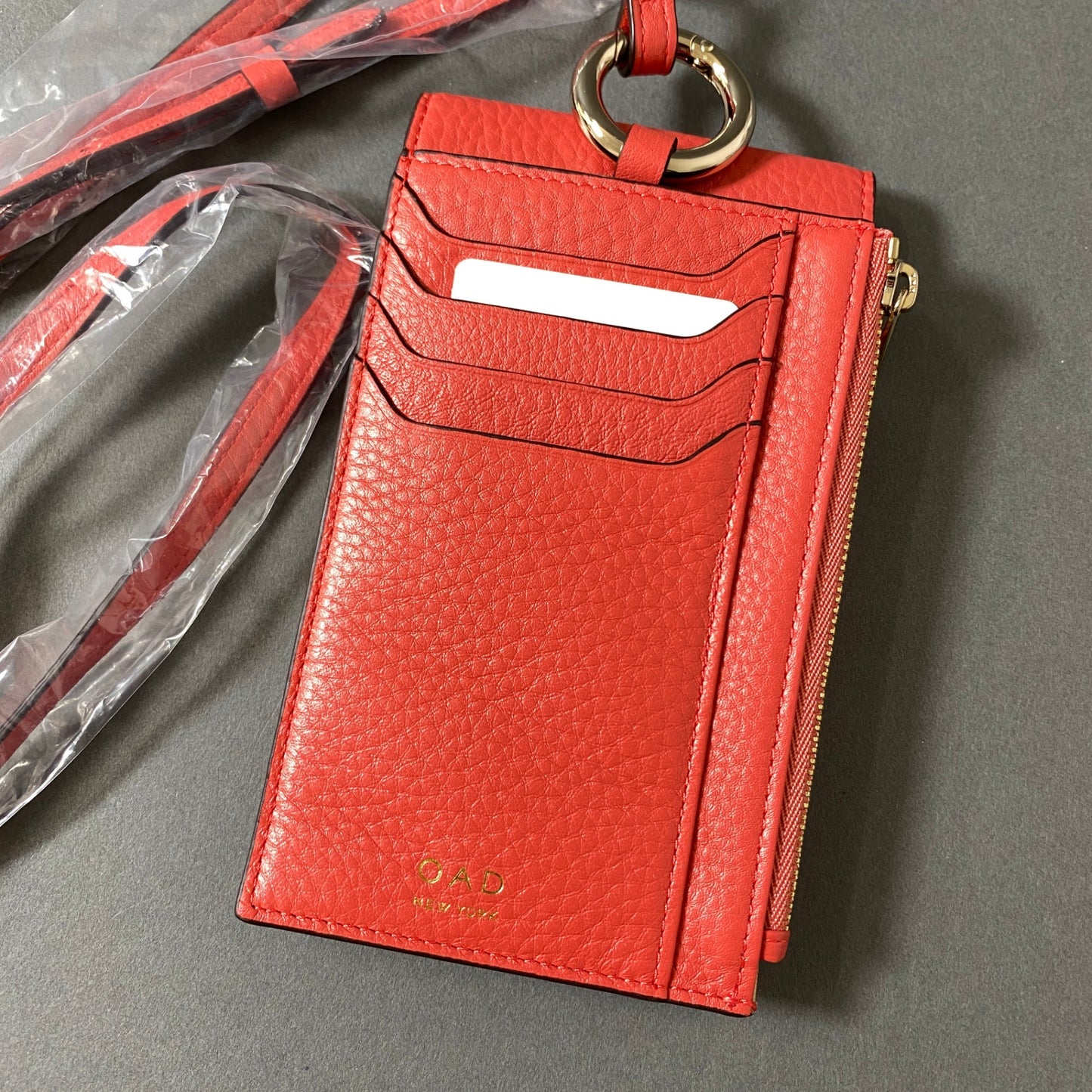 4f27 《未使用保管品》 OAD NEW YORK オーエーディー ニューヨーク IZZI PHONE CROSSBODY クロスボディ スマホケース レッド レザー マルチケース 財布 ポーチ