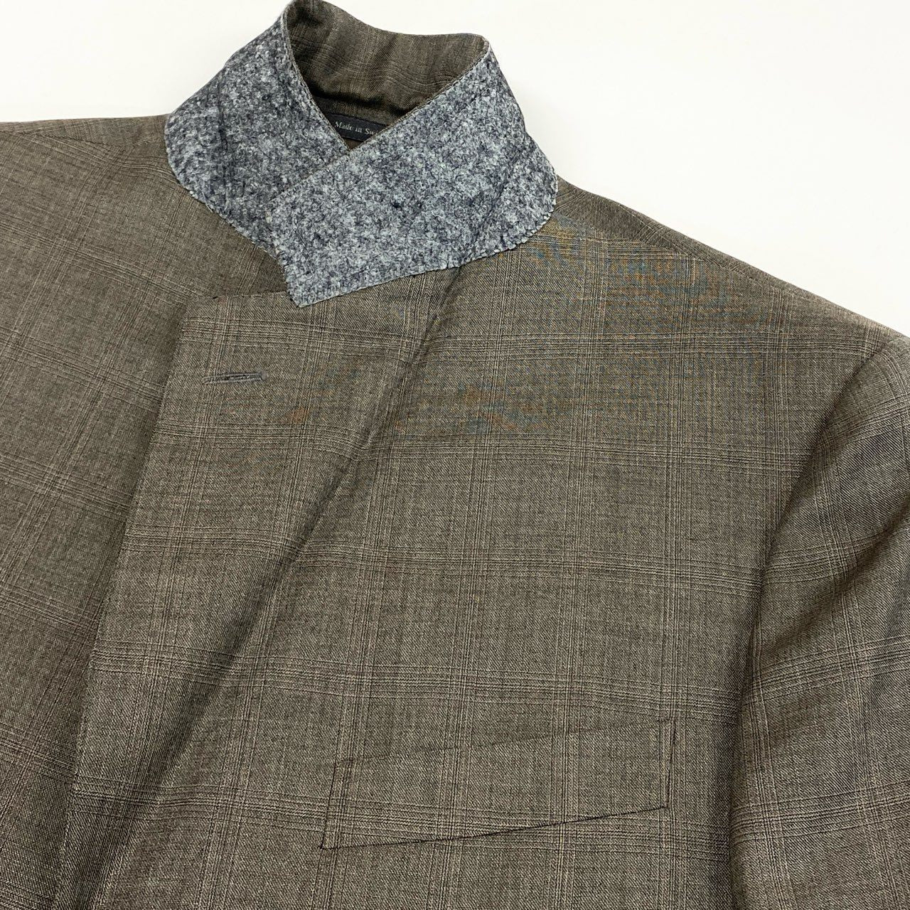 74k11 Ermenegild Zegna エルメネジルドゼニア セットアップスーツ シングルスーツ 3B チェック柄 ビジネス フォーマル メンズ 紳士服 48R ブラウン系 ウールシルクu02t