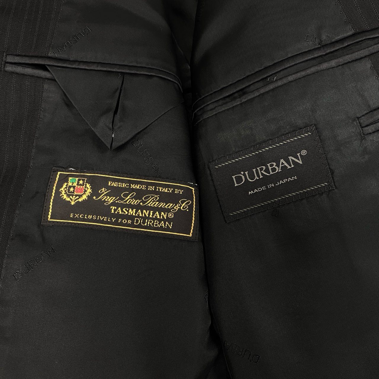 49i11 《美品》 DURBAN ダーバン Loropiana ロロピアーナ生地 スーツ セットアップ 96 L相当 ブラック 3点セット フォーマル ビジネスt18r
