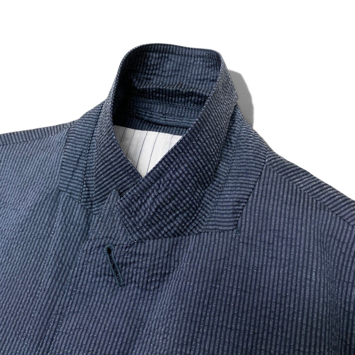 45j8 GIORGIO ARMANI ジョルジオアルマーニ 黒タグ 本切羽 薄手テーラードジャケット ブレザー サイズ50 ブルーt18r