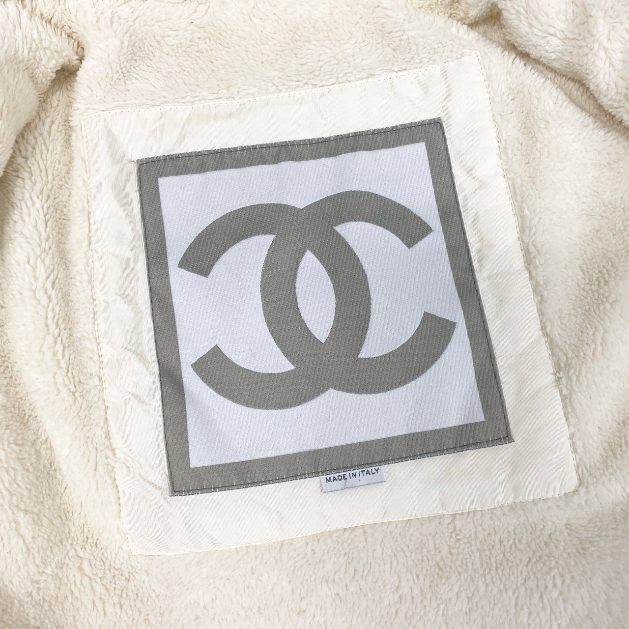 Ab13 CHANEL SPORT シャネル スポーツ 裏地ボア 中綿ロングコート ココマークワッペン フーディー 36サイズ アイボリー レディース 女性用ta1