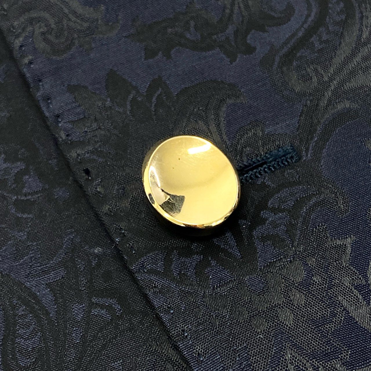 86a15 ETRO エトロ 裏地総柄 金ボタン ジャガード ペイズリー柄 ブレザー テーラードジャケット サイズ48 ネイビー系 メンズ 男性用 ドレスジャケットk02i