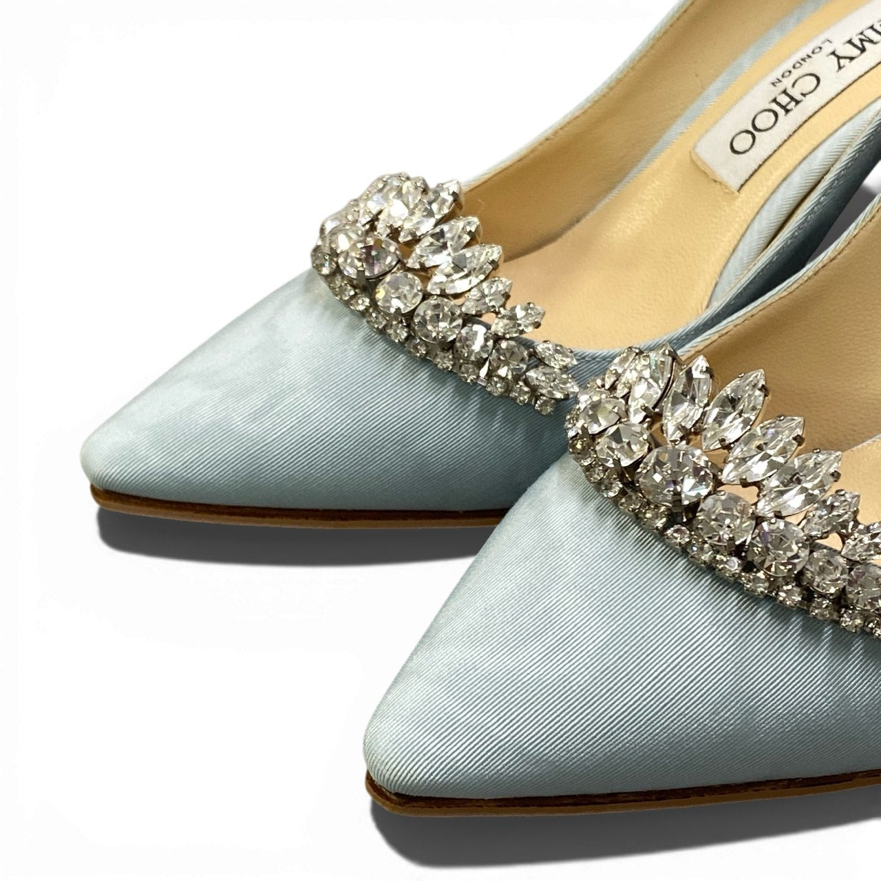 a23 《極美品》 JIMMY CHOO ジミーチュウ ROMY85 クリスタルティアラ パンプス サイズ37 ブルー Crystal Tiara シューズt18r