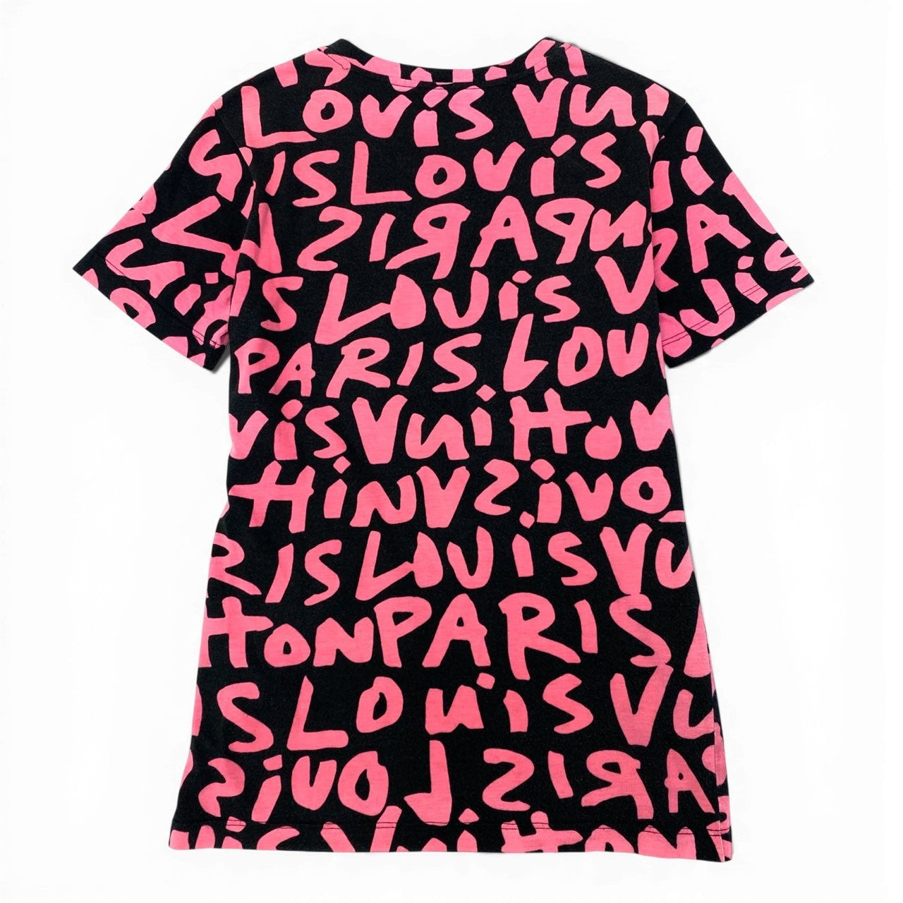 86a15 【Vintage】LOUIS VUITTON ルイヴィトン グラフィティ 半袖Tシャツ サイズXS ブラック ピンク レディース トップスk02i