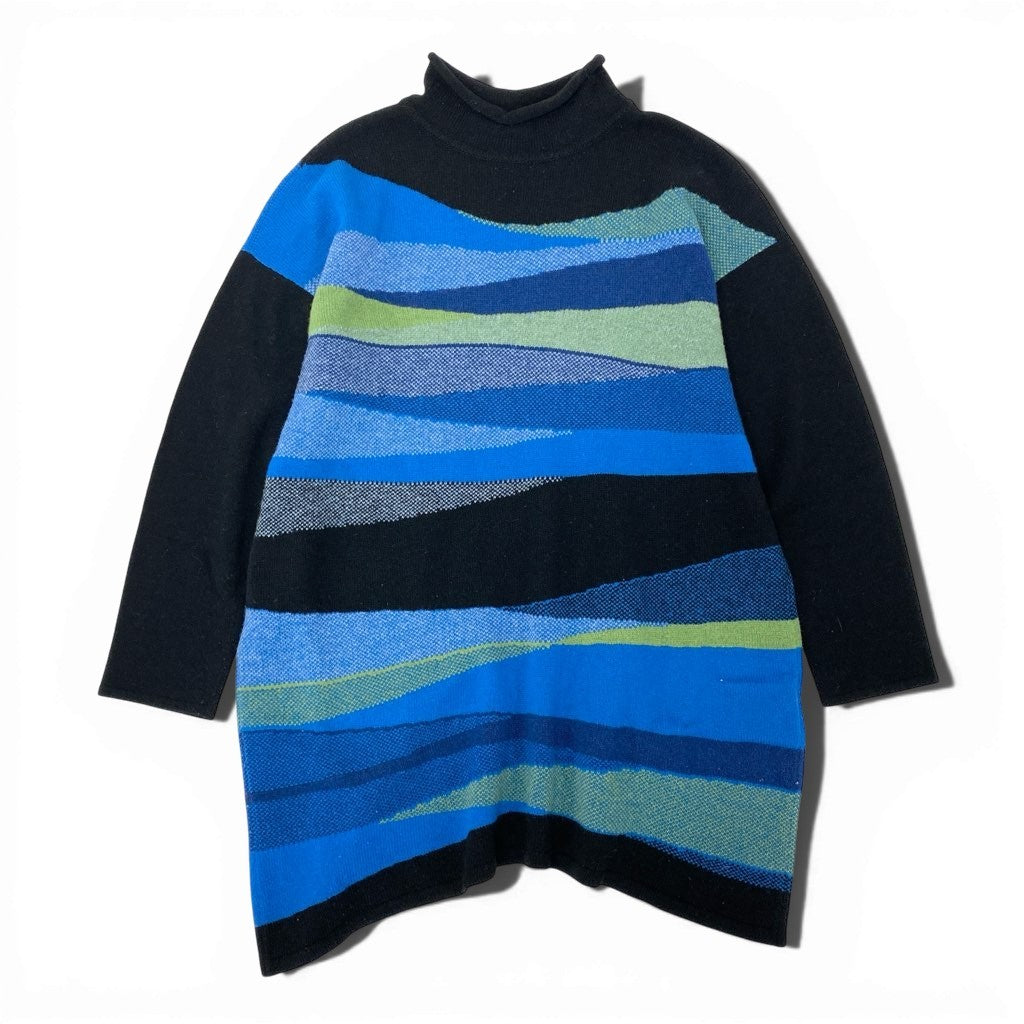 63a12 TOKUKO 1er VOL トクコプルミエヴォル チュニックワンピース ロングスリーブニット ハイネック レディース 女性用 サイズ9 マルチカラーu02t