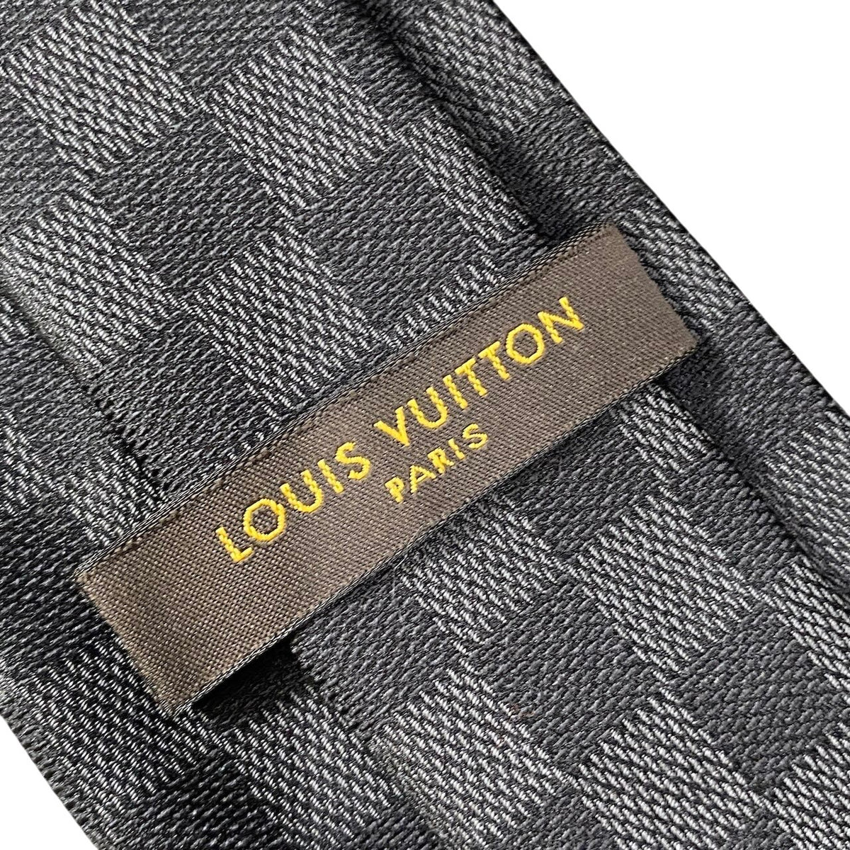 j19 《美品》 LOUIS VUITTON ルイヴィトン ダミエ ネクタイ ブラック シルク100 メンズ 小物u02t