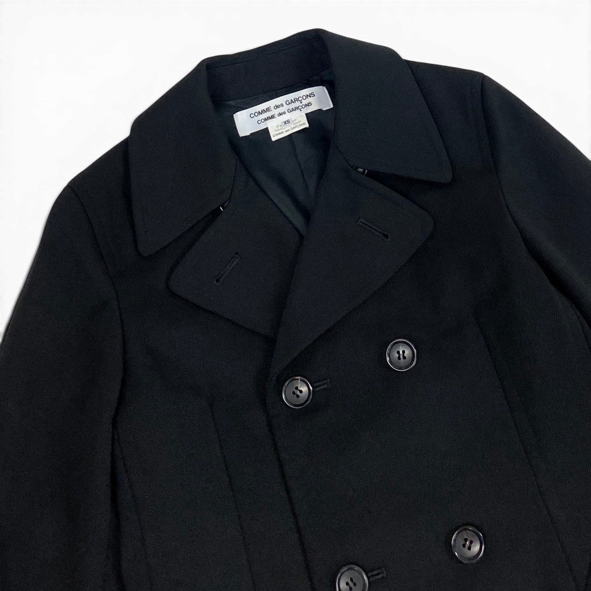 Ef27 COMME des GARCONS トレンチコート アウター AD2010 日本製 XSサイズ ブラック ウール100％ レディース 女性用u02t