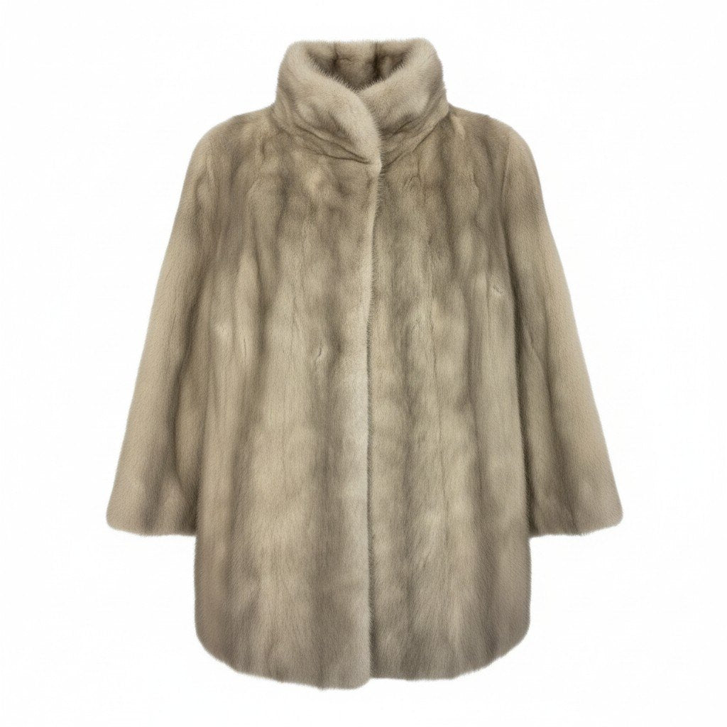 6a21 サファイアミンク ファーコート サイズ9 シルバーグレー 本毛皮 Sapphire Mink Fur Coatt18r