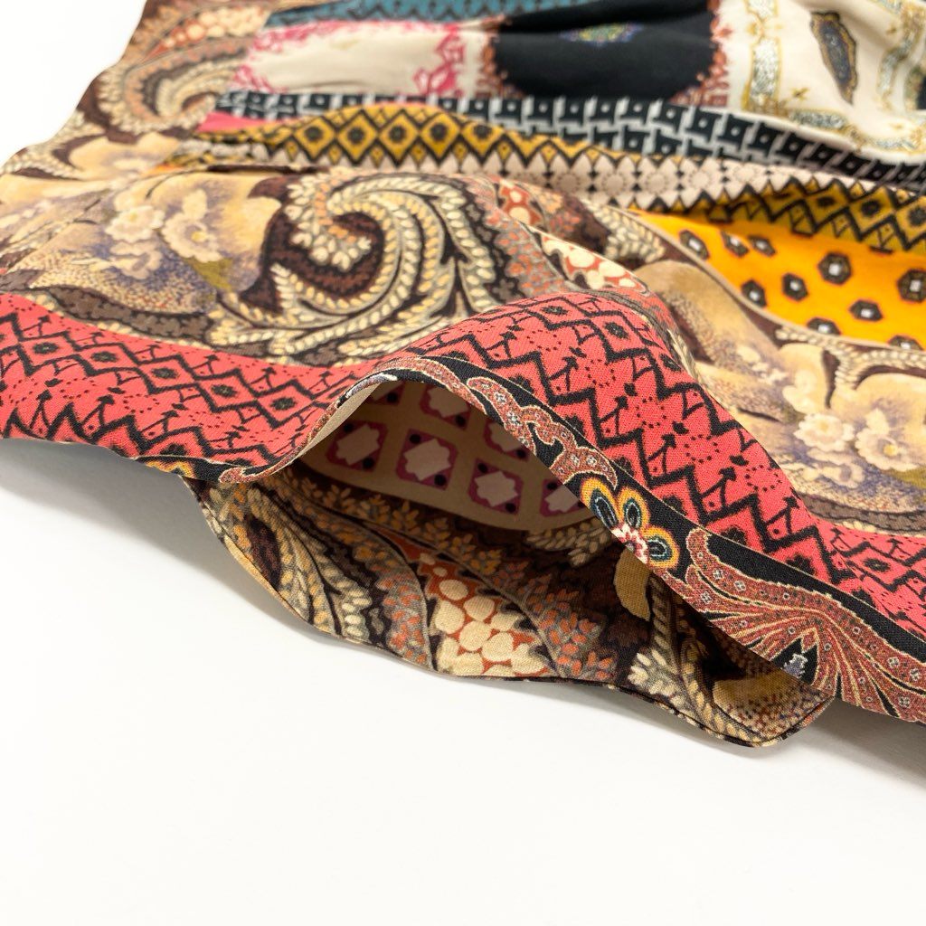 5a9 ETRO エトロ イタリア製 フレアスカート ミモレ丈 総柄プリント シルクブレンド 伸縮ストレッチ○ レディース 女性用 46 マルチカラーu02t