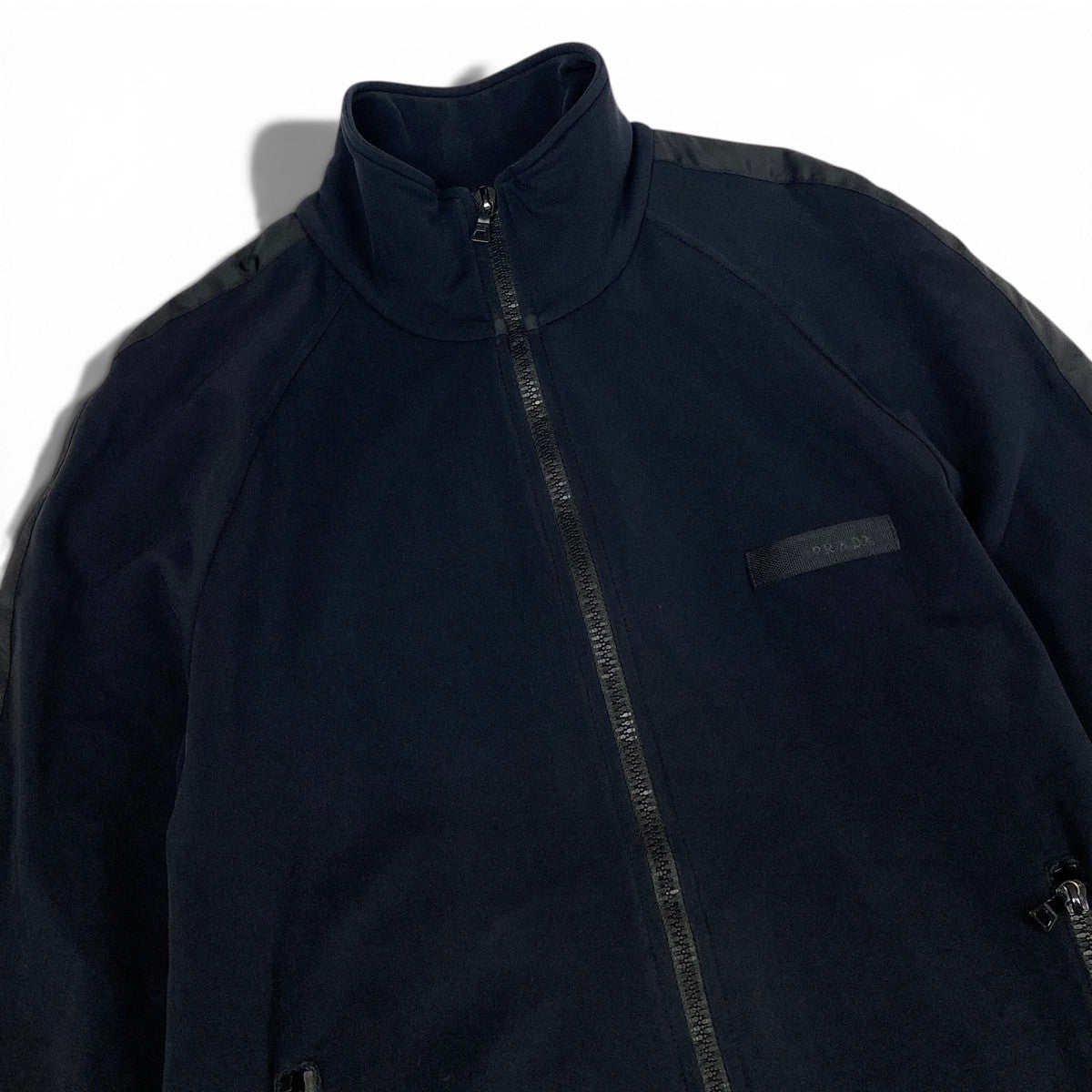 i8 PRADA 2008年 ロゴテープ サイドライン トラックジャケット Sサイズ ブラック メンズ 男性用u02t