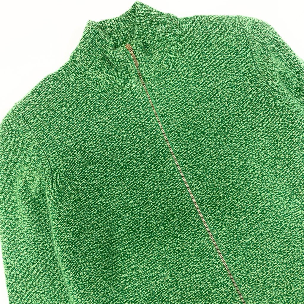 79a16 【美品】 BALLANTYNE バランタイン ニットカーディガン ダブルジップ ハイネック 42 グリーン カシミヤ100％ レディース 女性用u02t