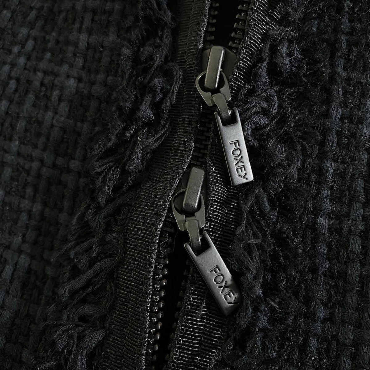 20j23 【美品】FOXEY フォクシー スカートセットアップ ノーカラーツイードジャケット スカート 38サイズ ネイビー レディース 女性用u02t