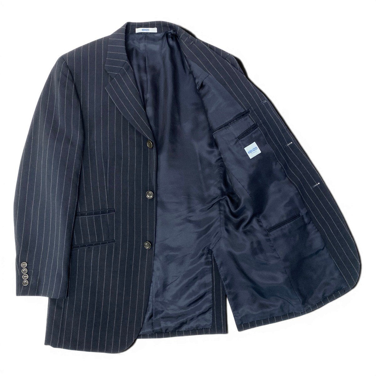 42e13 KENZO ケンゾー スーツセットアップ テーラードジャケット スラックス ストライプ 3412-1026 3サイズ ネイビー メンズ 男性用k02i