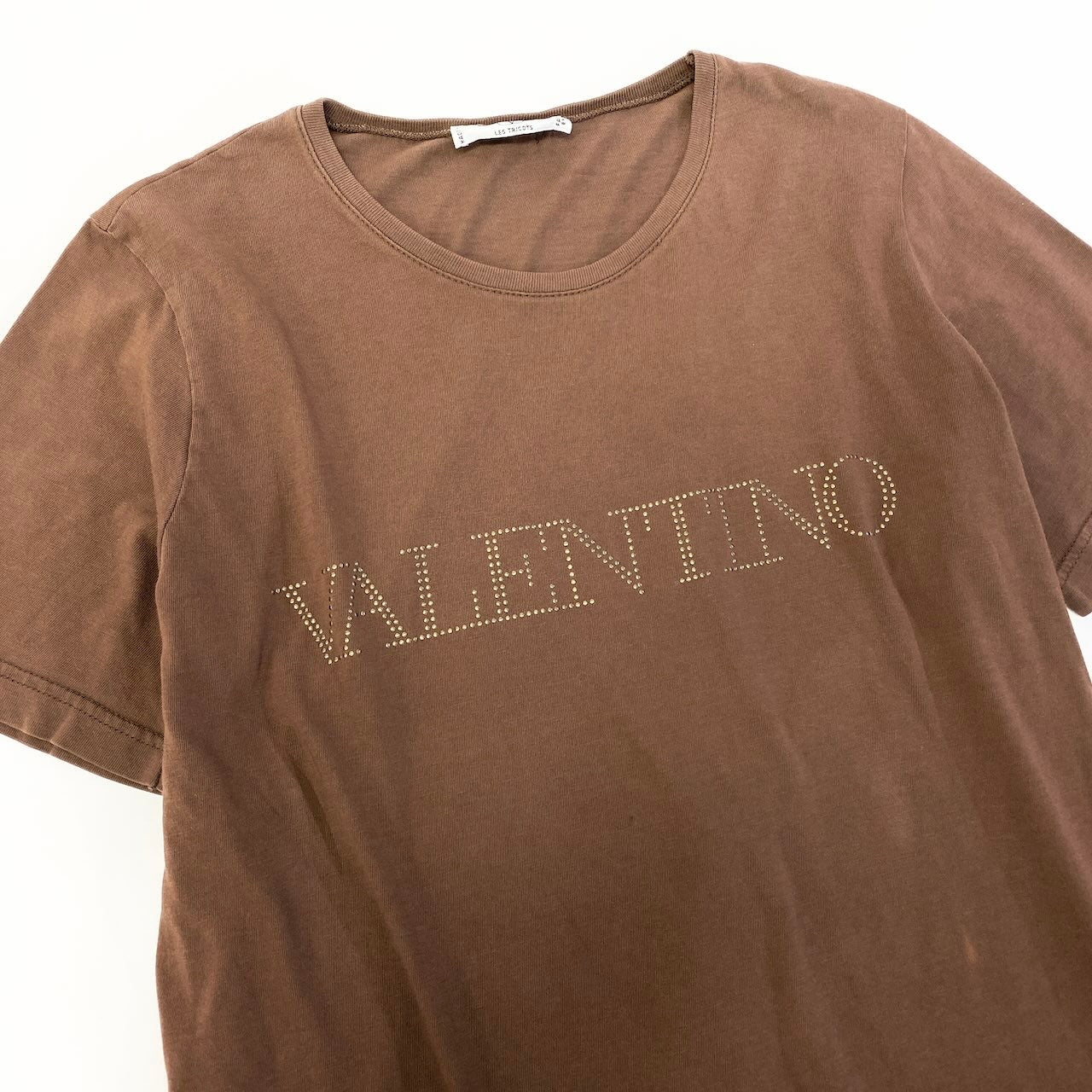 60d28 valentino garavani ヴァレンティノガラヴァーニ スタッズロゴ カットソー 半袖Tシャツ クルーネック トップス  ブラウン メンズ 紳士服u02t
