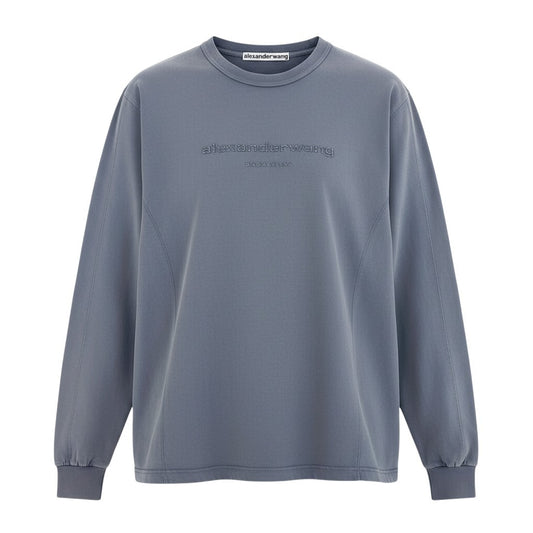 h17 【美品】alexanderwang  グリッターロゴ ロングTシャツ XSサイズ グレー コットン100％ レディース 女性用k02i