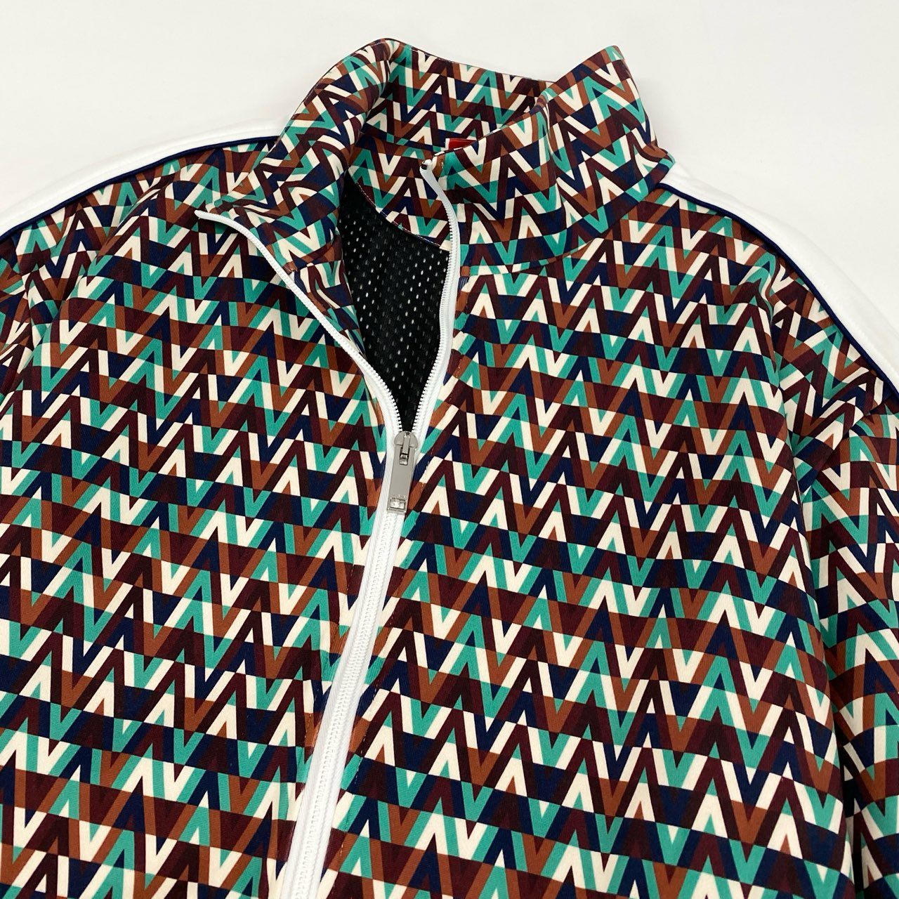 58i11 VALENTINO ヴァレンティノ オプティカル スウェットシャツ トラックジャケット 総柄プリント ジップアップ 大きいサイズ  XXL マルチカラー メンズo07t