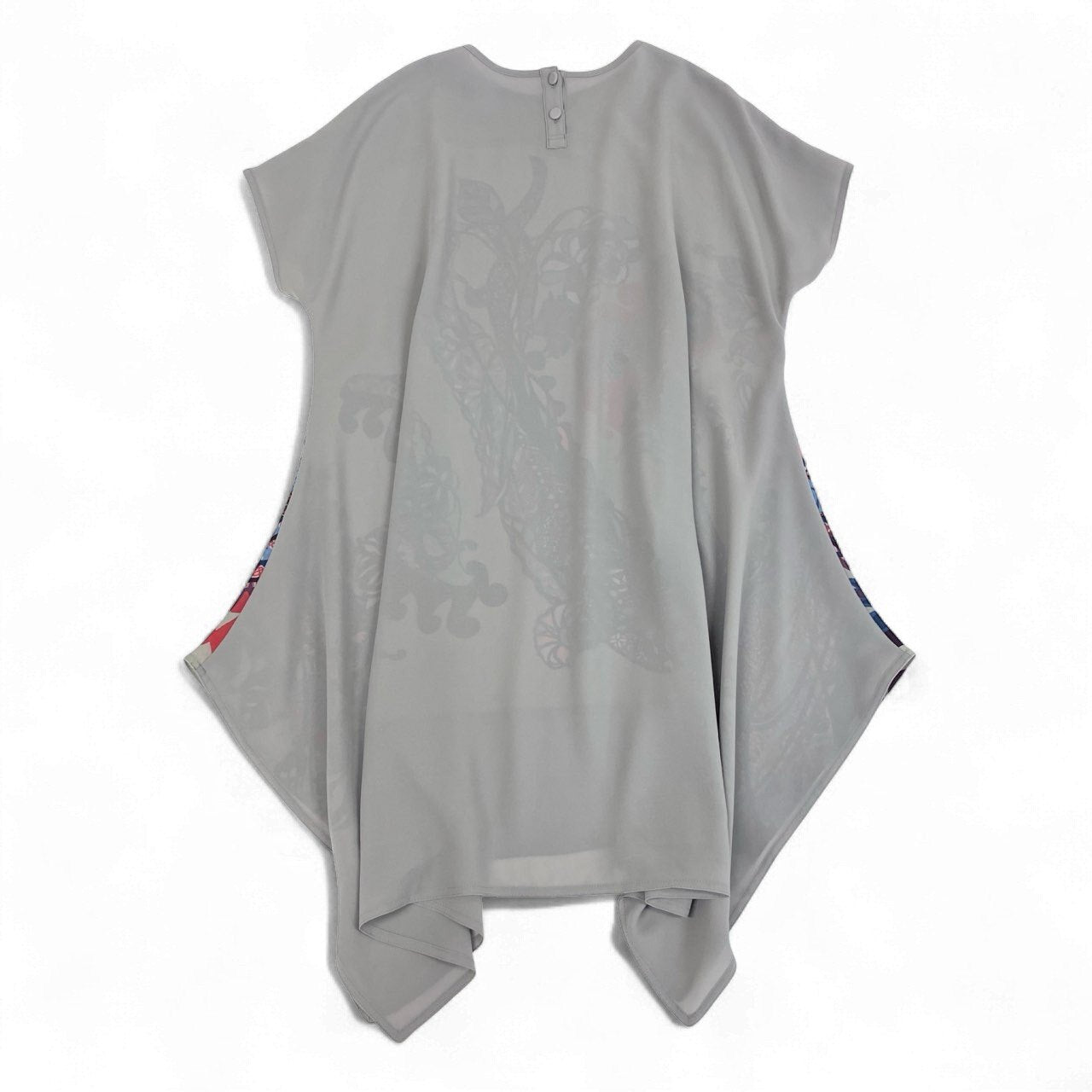 76k21 TOKUKO 1er VOL トクコプルミエヴォル フレンチスリーブ チュニックワンピース 花柄プリント  9 グレー  ポリエステル100％u02t
