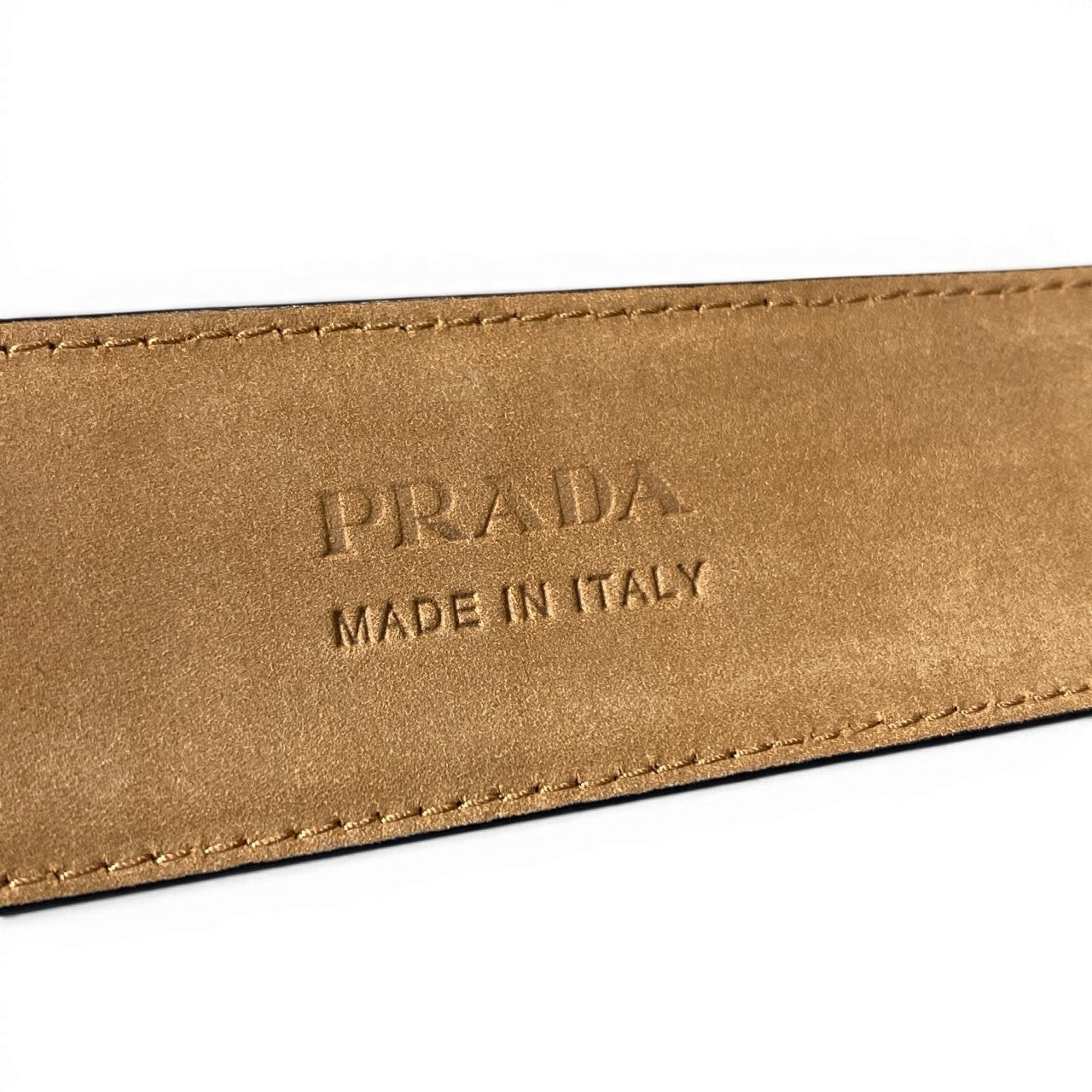 d23 PRADA プラダ サフィアーノ レザーベルト 型押しレザー イタリア製 36/90 ネイビー メンズ 紳士用u02t