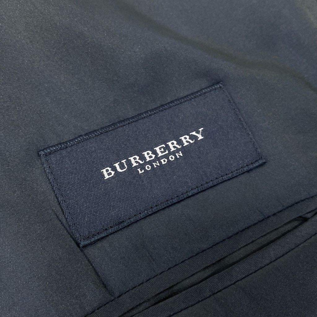 16a27 BURBERRY LONDON バーバリーロンドン スーツセットアップ テーラードジャケット スラックスパンツ ストライプ リネン混 94-84-165 AB4 ネイビー メンズ 男性用o07t