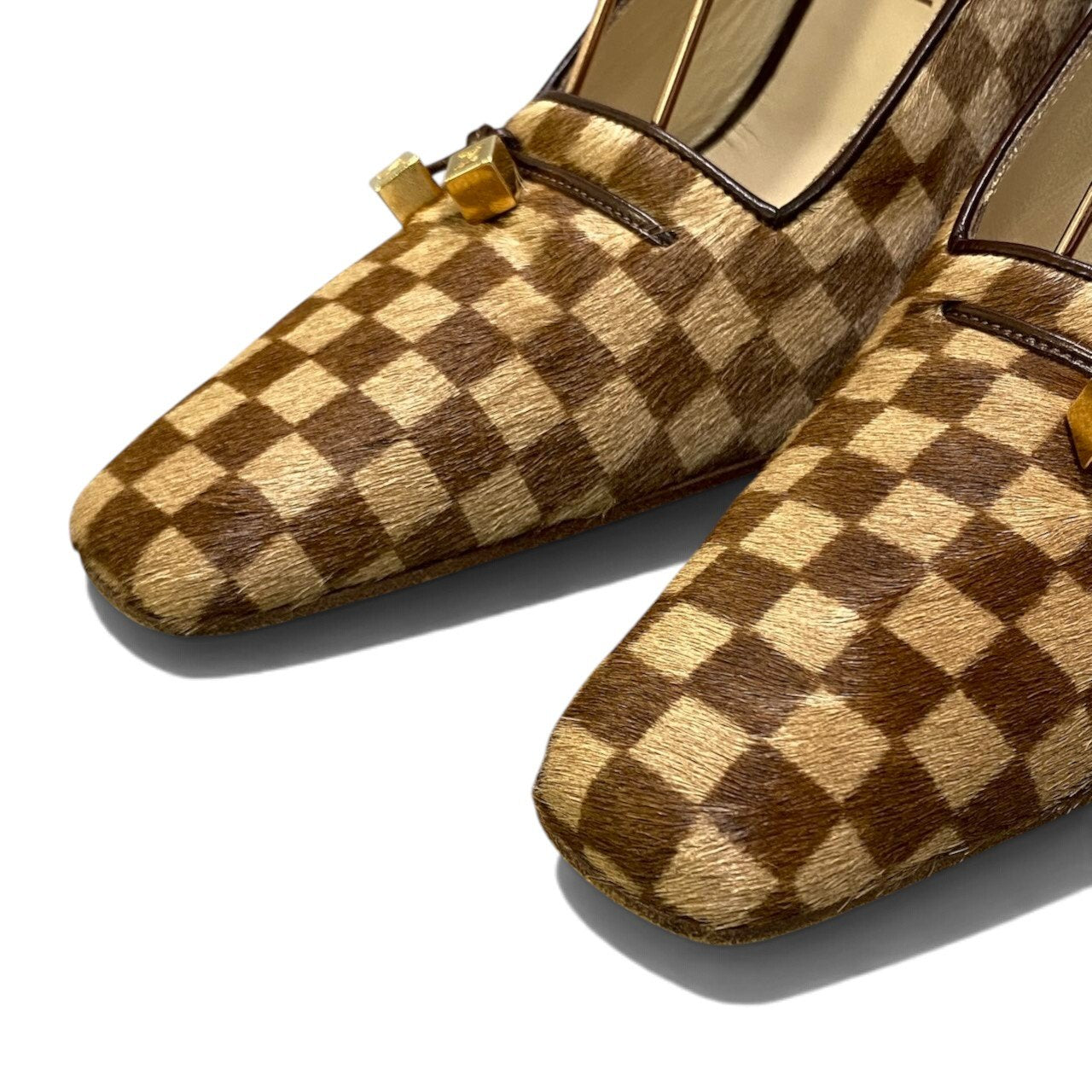 h29《美品》 LOUIS VUITTON ルイヴィトン 2005年 ポニーヘア スリングバック パンプス シューズ 37.5 ブラウン系 レザーu02t