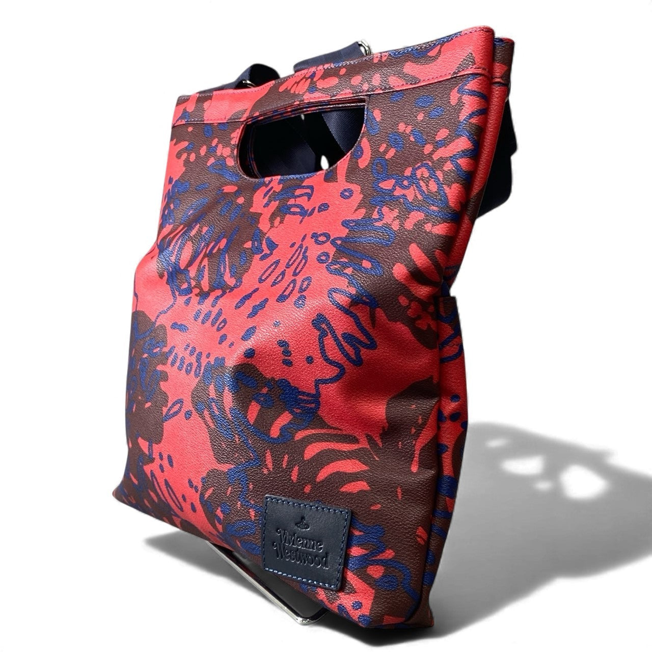 gk16《美品》 Vivienne Westwood ヴィヴィアンウエストウッド 2WAY ショルダーバッグ レッド レザー 総柄 ハンドバッグ クラッチバッグ 鞄 カバンt18r