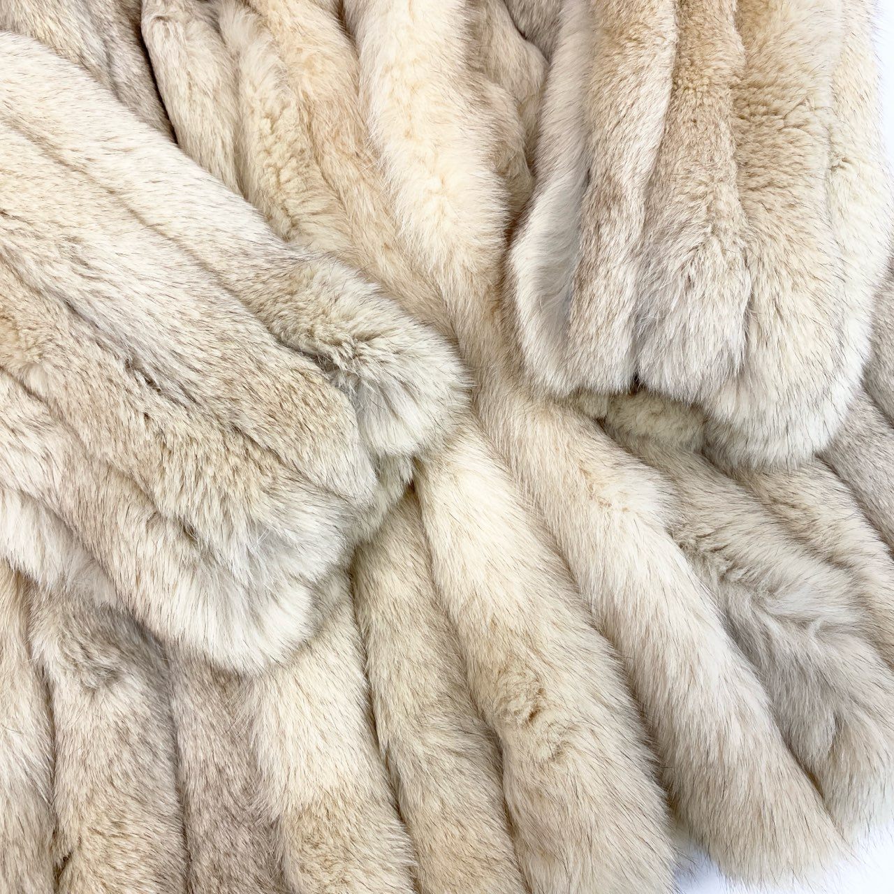 54L4 ブルーフォックス セミロングコート サイズ11号 アイボリー 本毛皮 FOX FUR リアルファー 肉厚◎t18r