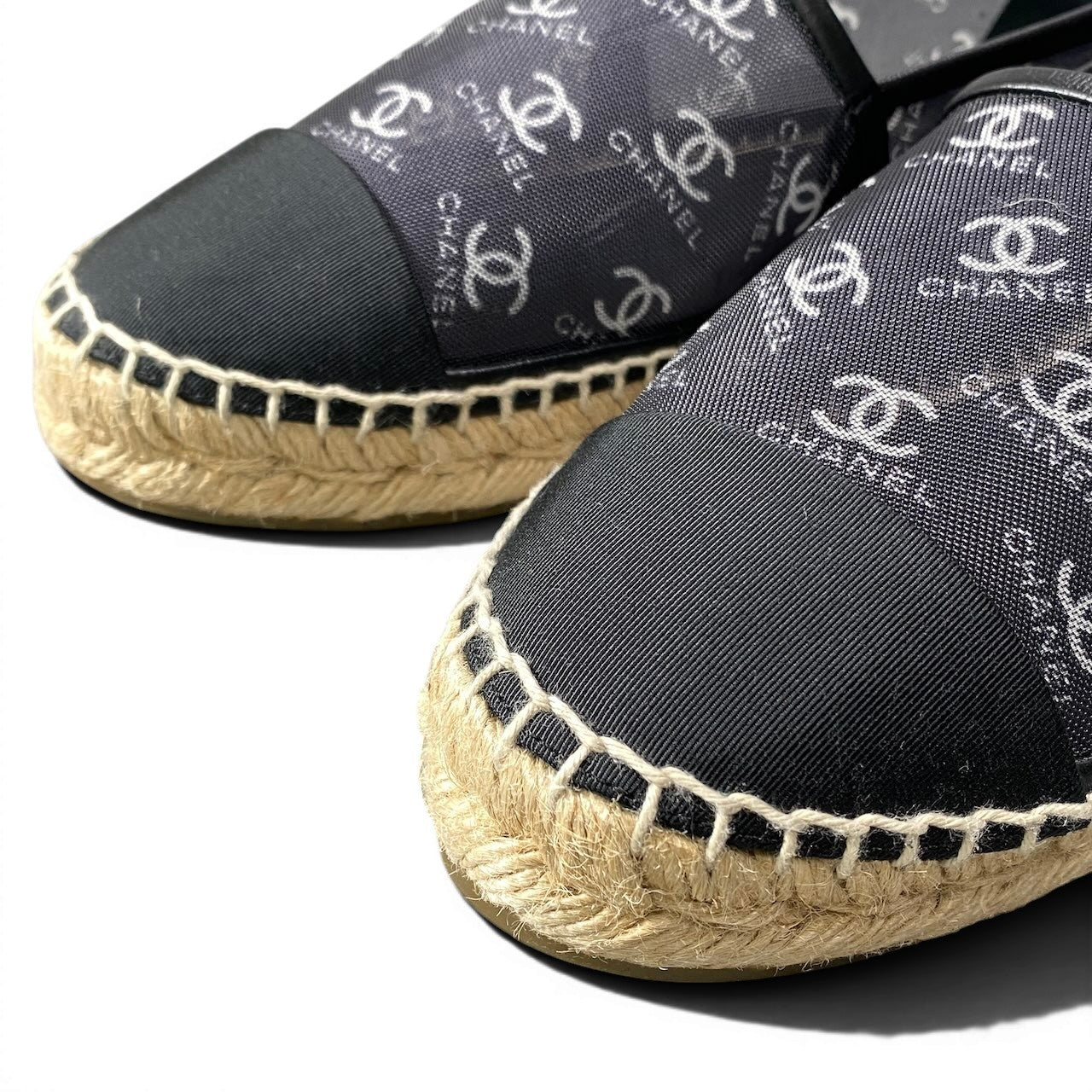 e18 【極美品】CHANEL エスパドリーユ ココマーク メッシュ シューズ G34673 38サイズ ブラック レディース 女性用k02i