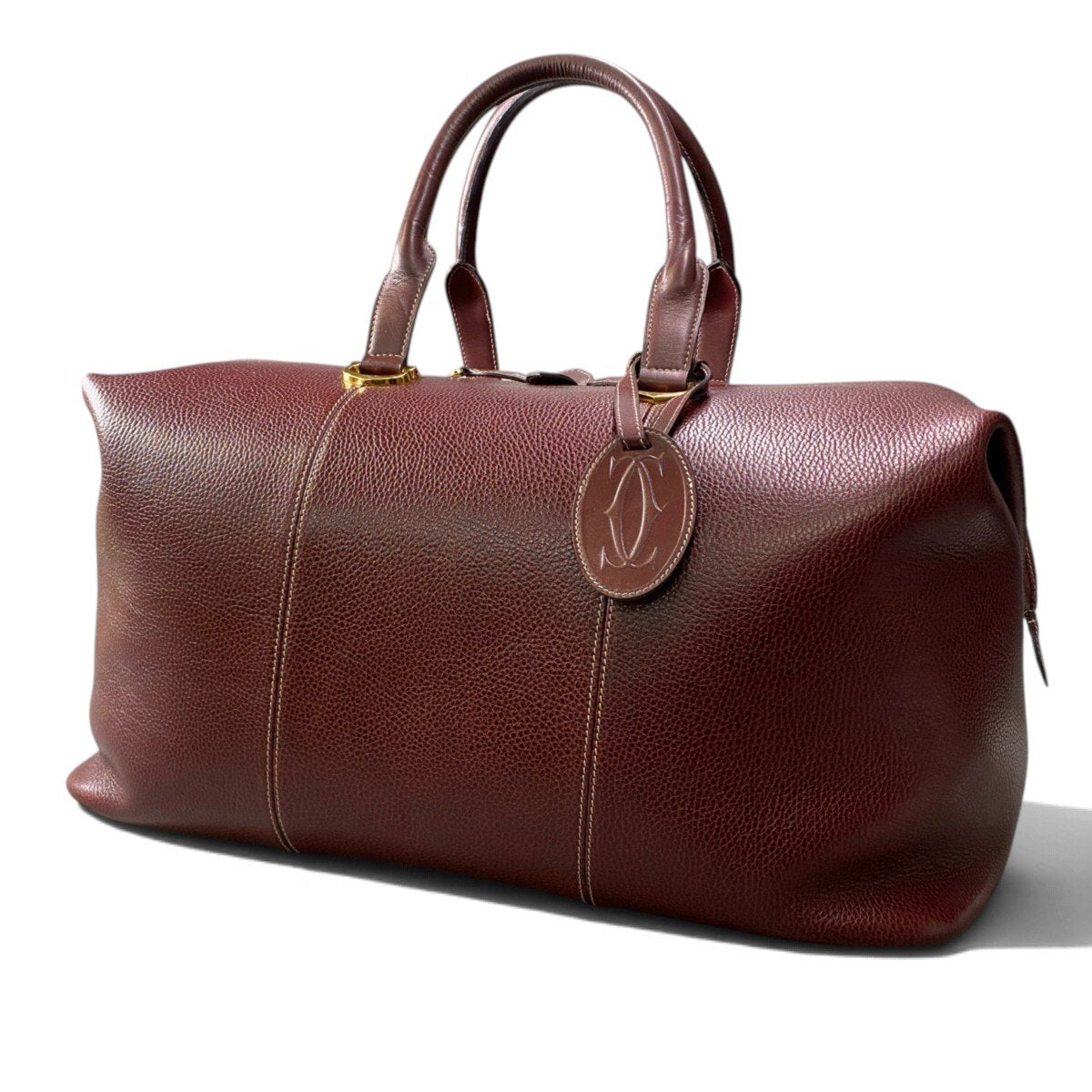 j4 Cartier カルティエ ヴィンテージ ボストンバッグ Vintage Weekender Bag Burgundy バーガンディ レザーt18r