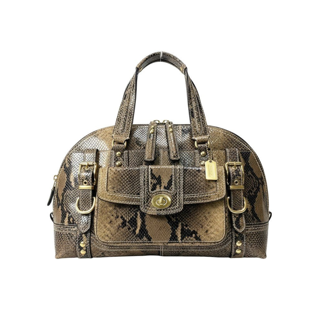 h11 COACH コーチ ミランダプリンテッド パイソンサッチェル ハンドバッグ Hampton Miranda Python Satchel Handbag 11089t18r
