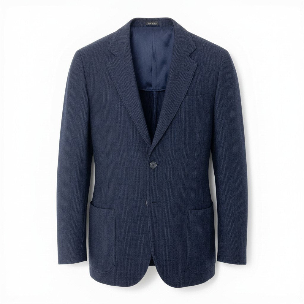 42c26 GIORGIO ARMANI ジョルジオアルマーニ テーラードジャケット  ブレザー チェック柄 アウター 60Rサイズ ネイビー メンズ 大きいサイズu02t