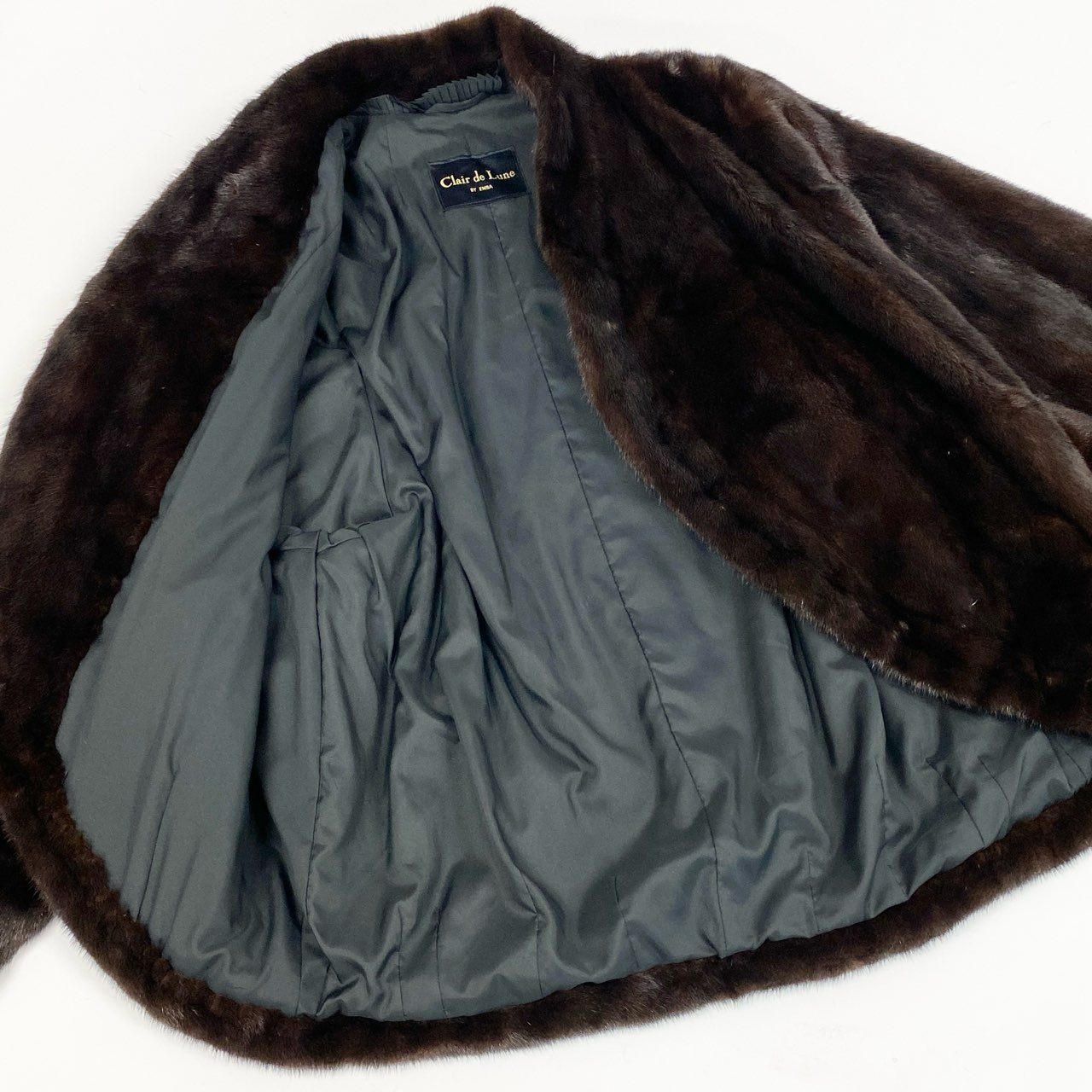 31a21 Clair de Lune by EMBA エンバ サークル型 グラマミンク コート サイズF ブラウン 最高級本毛皮 Glama Mink Fur Coatt18r
