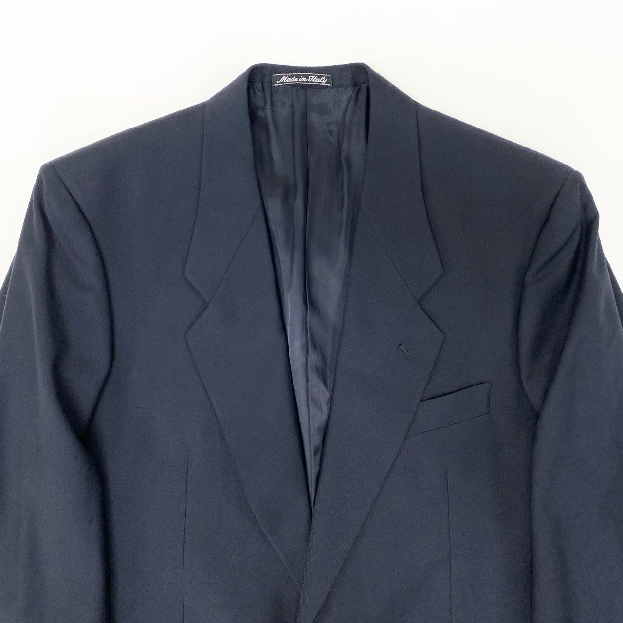 6k1 GIORGIO ARMANI ジョルジオアルマーニ イタリア製 80～90`s VINTAGE テーラードジャケット 2B 無地 フォーマル メンズ 紳士服 39 ネイビー ウール100％o07t