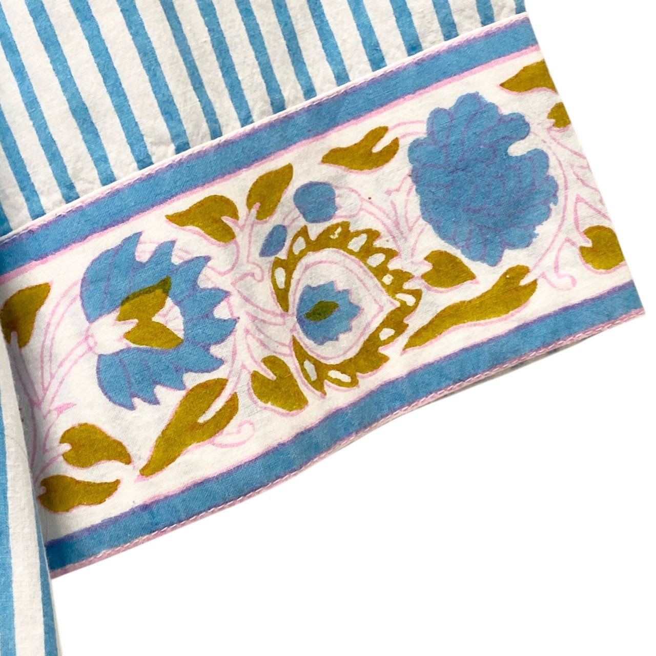 75b26 Ron Herman×SZ Blockprints ロンハーマン SZブロックプリント フーディーロングスリーブワンピース ロングワンピース ストライプ 3510300579 Sサイズ ホワイト ブルー コットン100％ レディース 女性用u02t