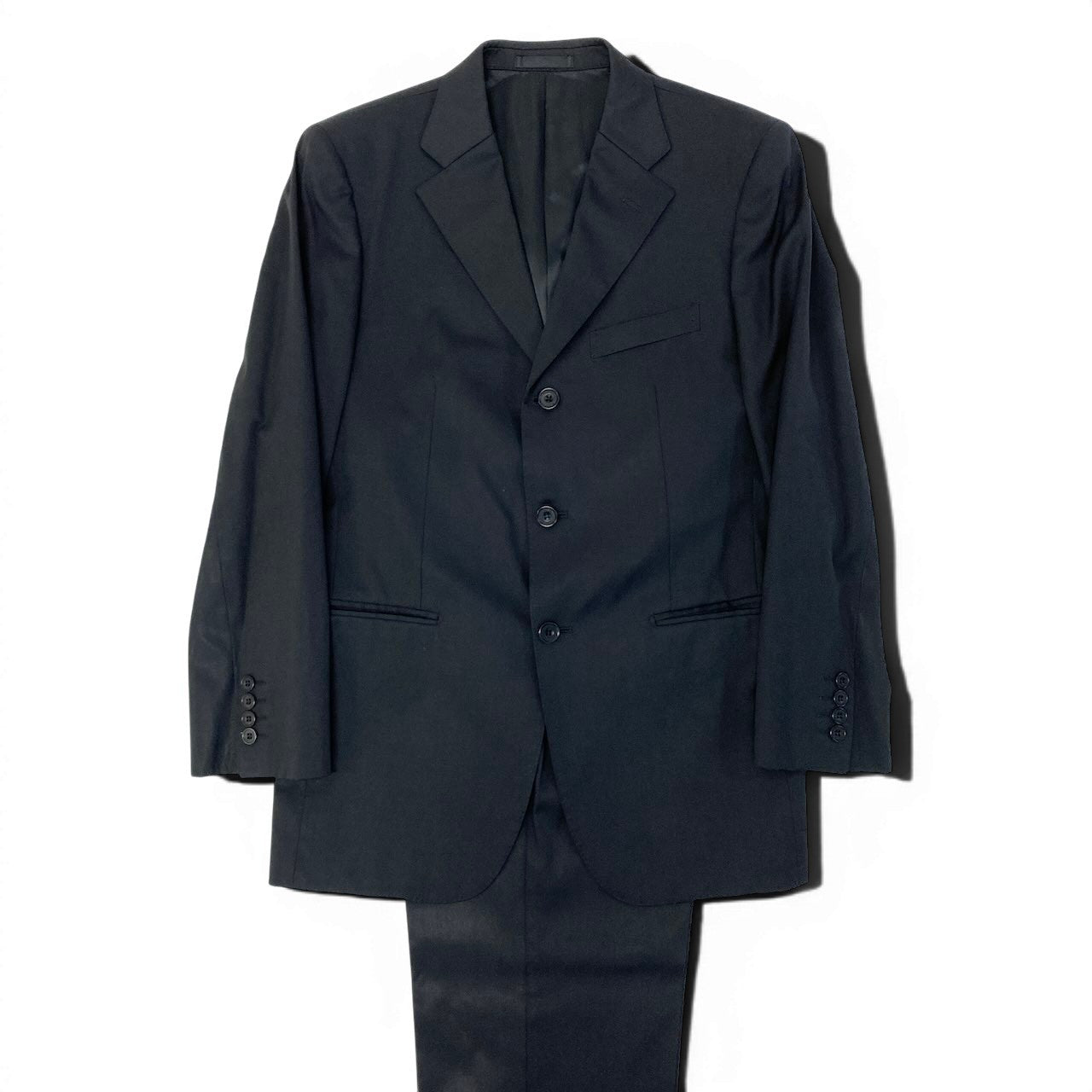 66d27 【美品】 BURBERRY BLACK LABEL バーバリー ブラックレーベル セットアップスーツ シングルスーツ 3B 無地 メンズ 紳士服 ビジネス 38R ブラックo07t