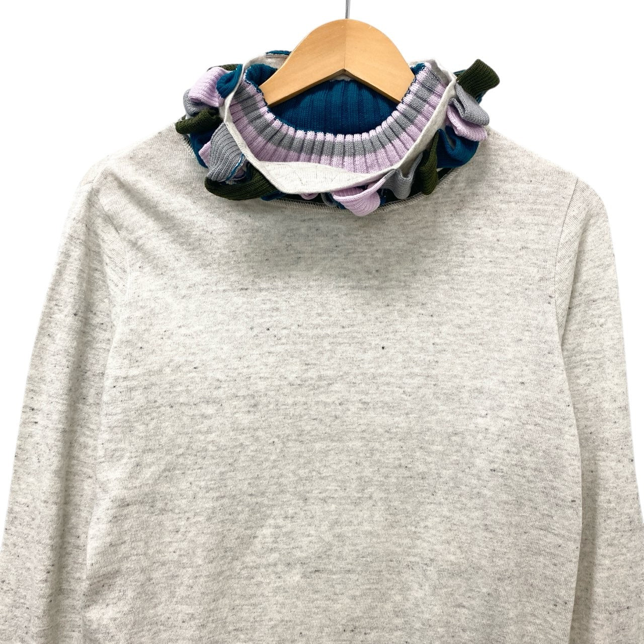 74c13 《新品タグ付き》 i+mu センソユニコ ネックデザイン コットンニット セーター 40 グレー レディースu02t