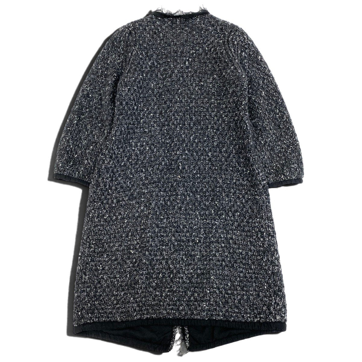 Ej19 DOLCE＆GABBANA ドルチェアンドガッバーナ ツイード ノーカラーコート サイズ42 ブラック レディースo07t