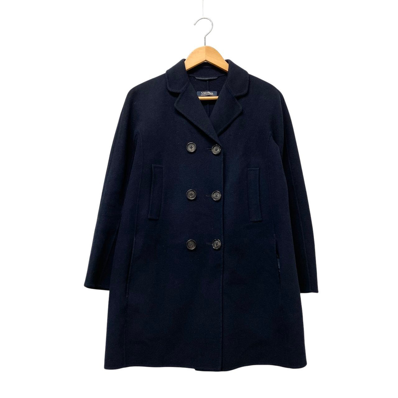 14g5 'S Max Ｍara エスマックスマーラ クチートアマーノ ダブルブレスト ウールコート サイズ36 ネイビー  レディース 女性用u02t