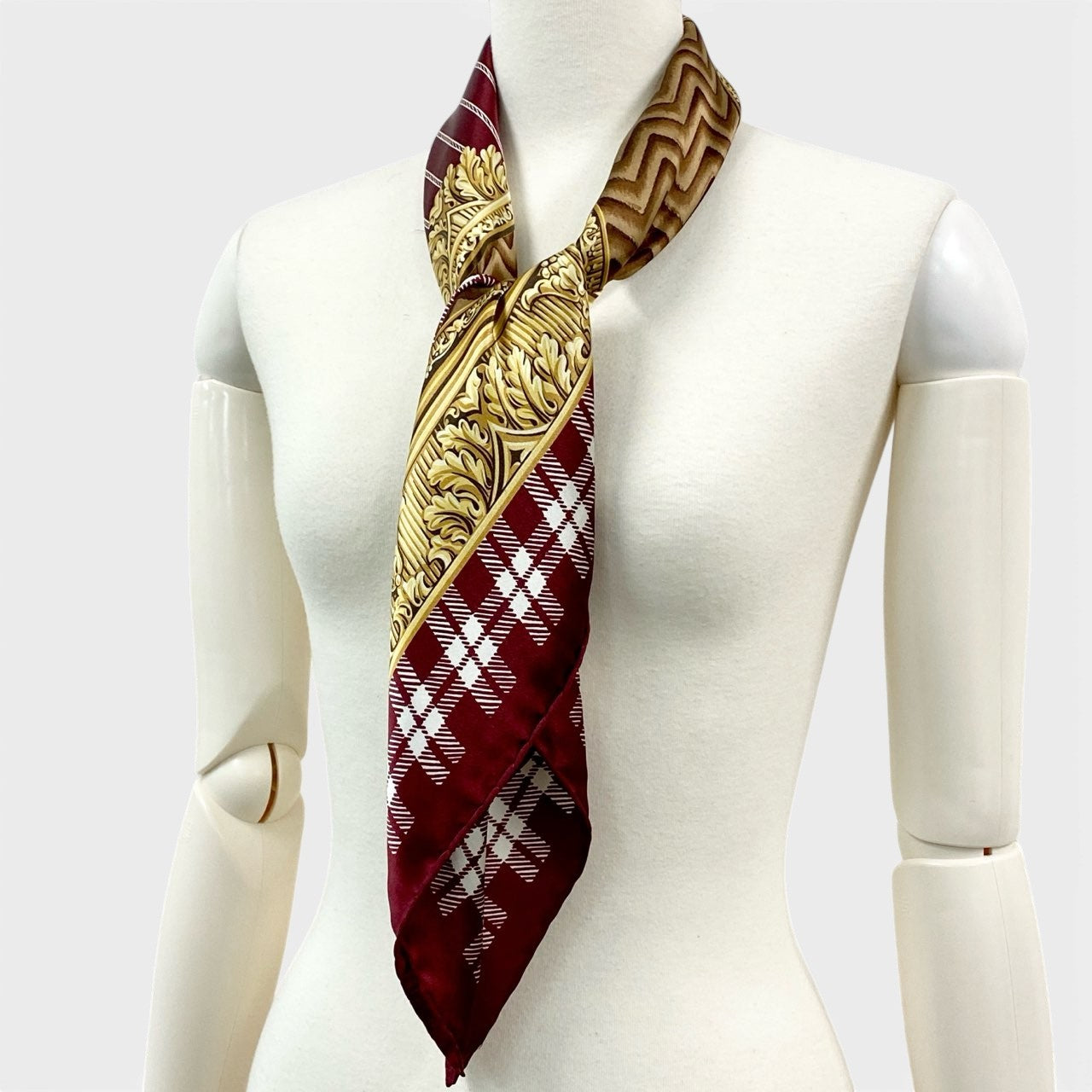 b20 Christian Dior クリスチャンディオール CD Luxury Silk Scarf ラグジュアリー スカーフ レッド ゴールド シルク100％ イタリア製t18r