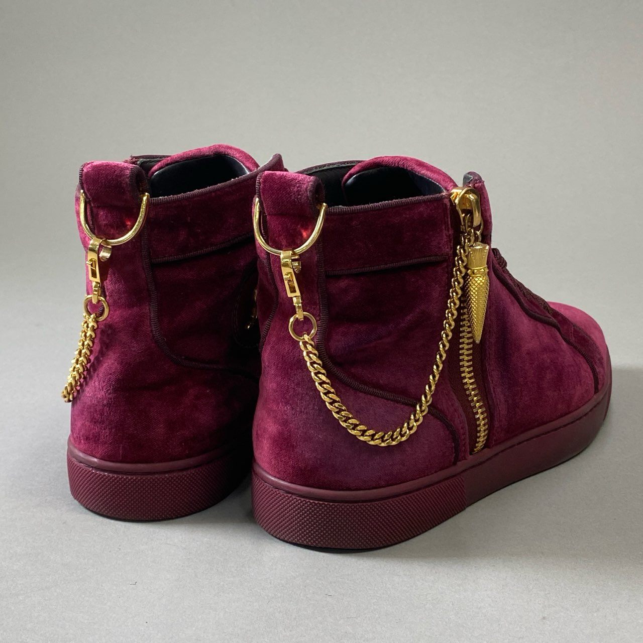 3i30 《美品》 Christian Louboutin クリスチャンルブタン LOUIS THE LIPS FLAT ルイス ハイカットスニーカー  42サイズ ボルドー ベロア メンズ シューズt18r