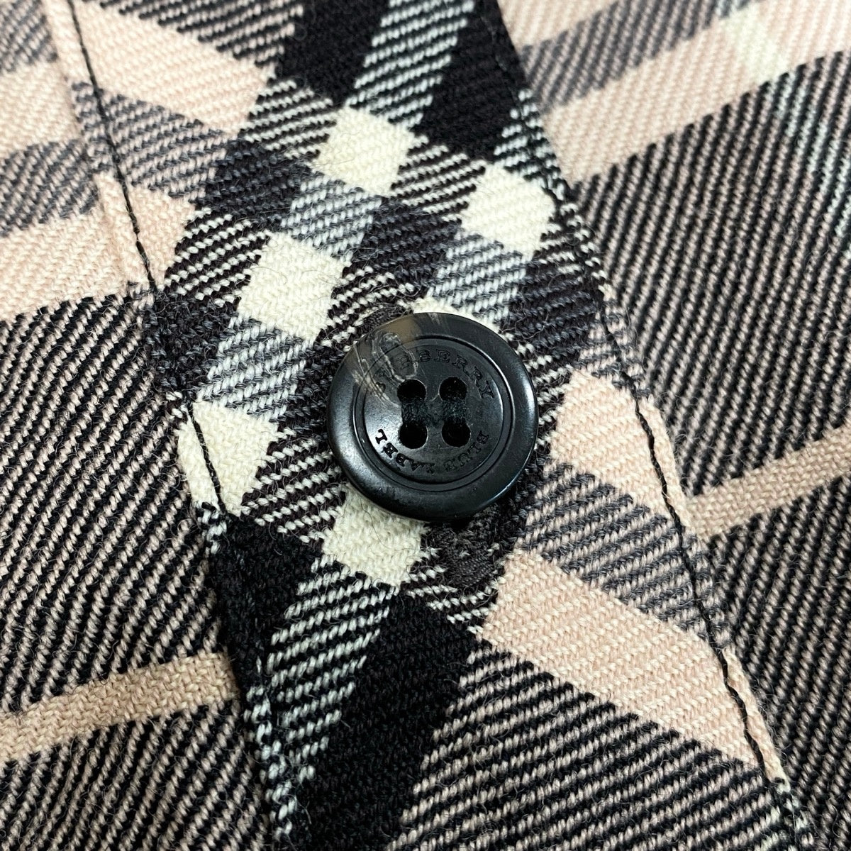 Ie25 BURBERRY LONDON BLUE LABEL バーバリーロンドン ブルーレーベル チェックシャツ 膝丈ワンピース 7分袖 サイズ38 ブラウン系 ピンク ウール100％ レディース 女性服o07t