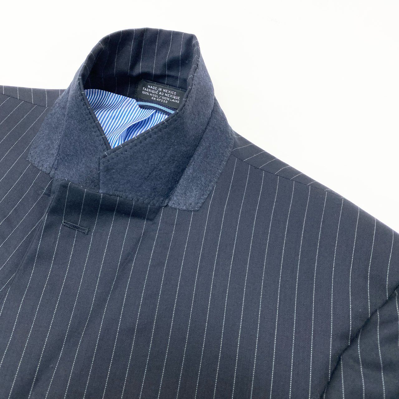 6k1《美品》 TOMMY HILFIGER トミーヒルフィガー セットアップスーツ シングル 2B ストライプ テーラードジャケット スラックス  ネイビー ウール100％o07t