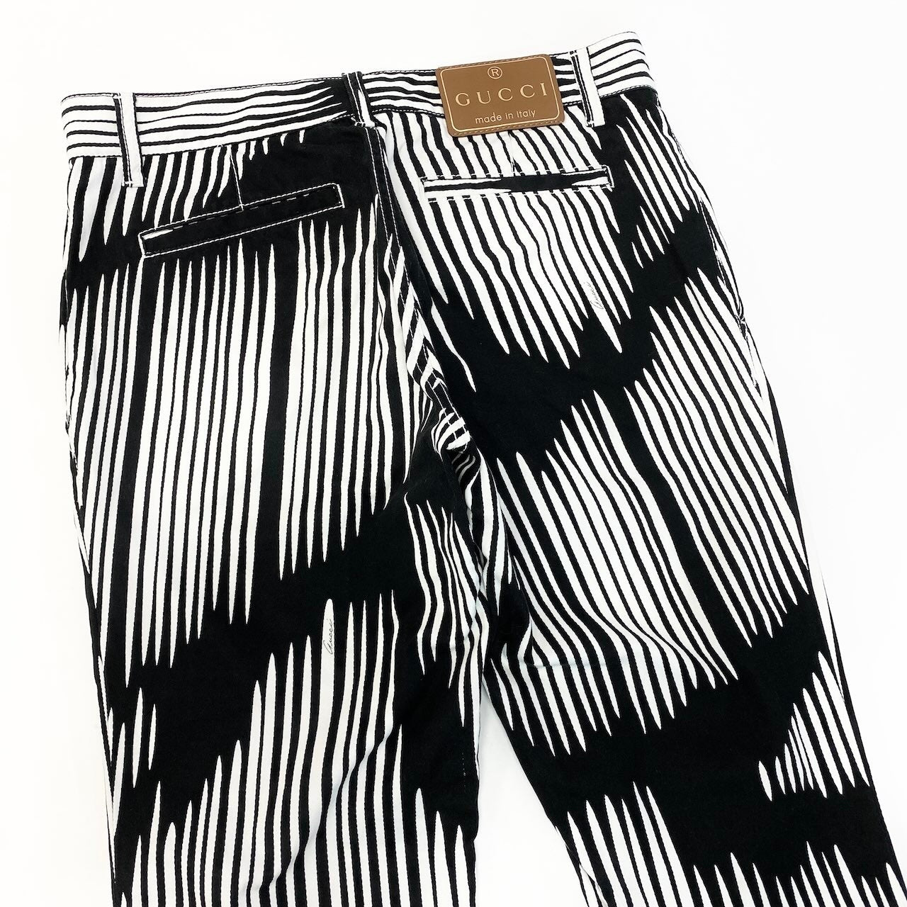 Ed15 GUCCI グッチ ゼブラストライプ ストレッチパンツ Zebra Stretch Pants サイズ40 ブラック ホワイトt18r