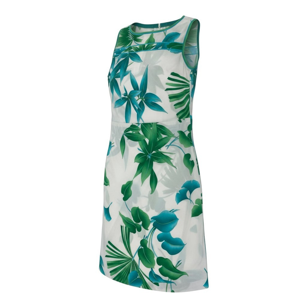 19k10 LEONARD レオナール ノースリーブワンピース ロングワンピース カンカン素材 0150242 42サイズ ホワイト グリーン レディースu02t