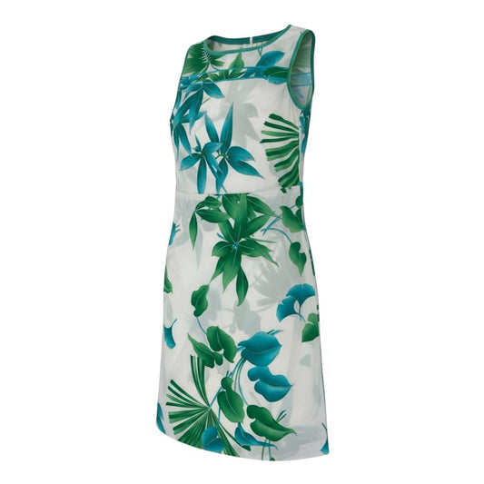 19k10 LEONARD レオナール ノースリーブワンピース ロングワンピース カンカン素材 0150242 42サイズ ホワイト グリーン レディースu02t