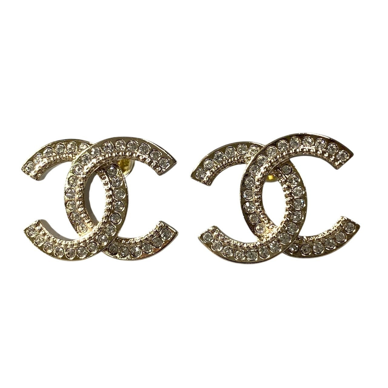 h2 【美品】CHANEL ココマーク ラインストーン ピアス A2213 ゴールド レディース 女性用ta1