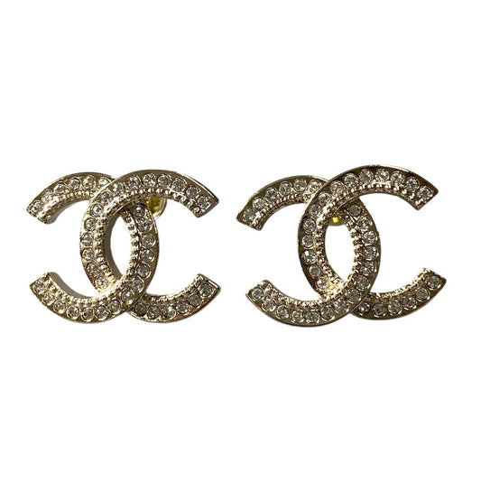 h2 【美品】CHANEL ココマーク ラインストーン ピアス A2213 ゴールド レディース 女性用ta1