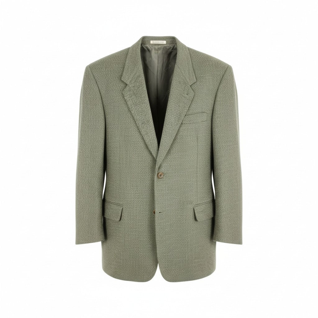 52L9 Papas パパス 英国 Joshua Ellis生地 ツイードジャケット テーラードジャケット L グリーン系 ウール カシミヤ メンズu02t