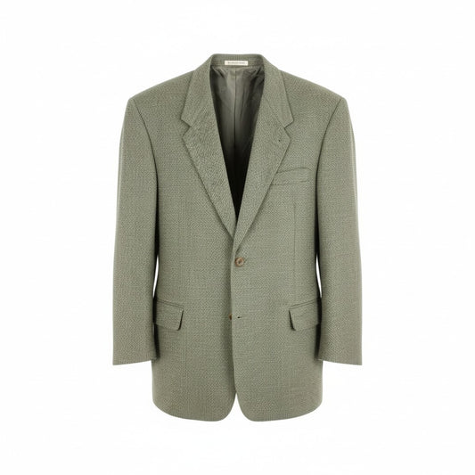 52L9 Papas パパス 英国 Joshua Ellis生地 ツイードジャケット テーラードジャケット L グリーン系 ウール カシミヤ メンズu02t